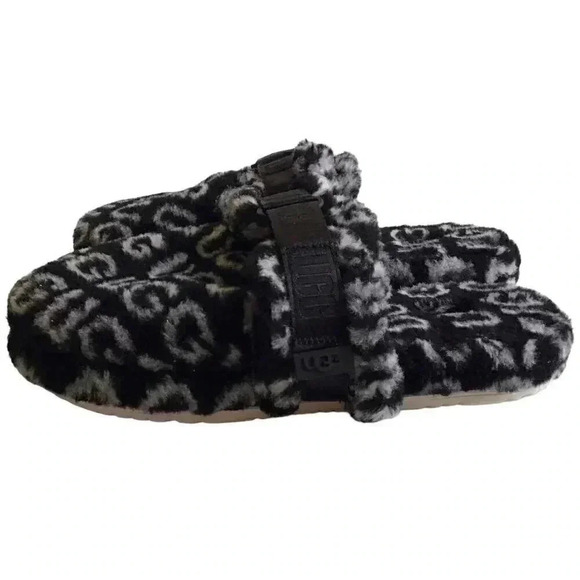 UGG 1118150 Men 12 Soft Fluff It Pop Slides Slip On Casual Slippers Black NEW main image 8